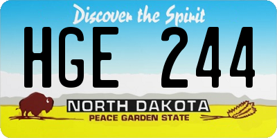 ND license plate HGE244