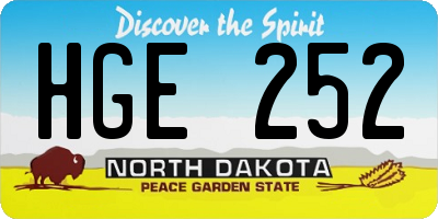 ND license plate HGE252