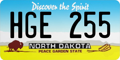 ND license plate HGE255