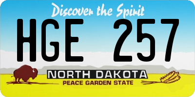 ND license plate HGE257