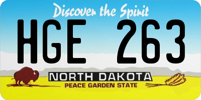 ND license plate HGE263