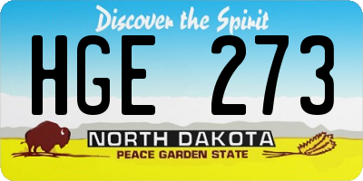 ND license plate HGE273