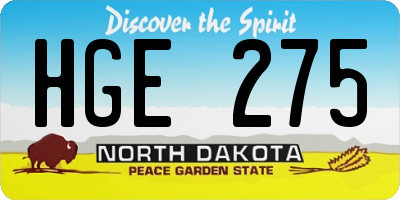 ND license plate HGE275