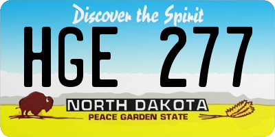 ND license plate HGE277