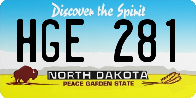 ND license plate HGE281