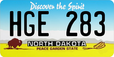 ND license plate HGE283