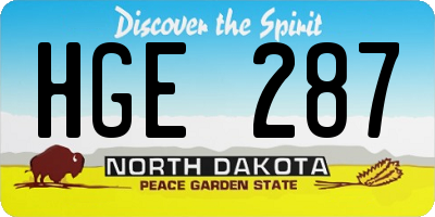 ND license plate HGE287