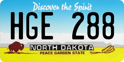 ND license plate HGE288
