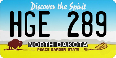 ND license plate HGE289