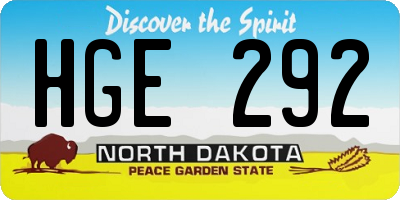 ND license plate HGE292