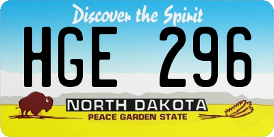 ND license plate HGE296
