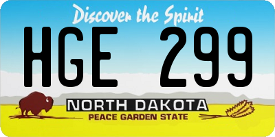 ND license plate HGE299