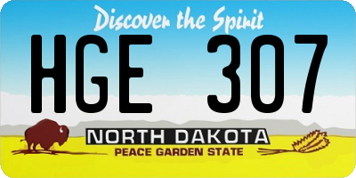 ND license plate HGE307