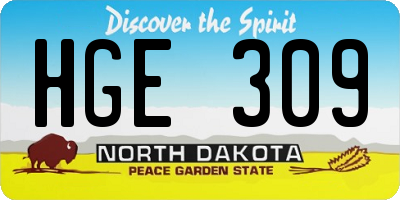 ND license plate HGE309