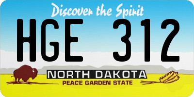 ND license plate HGE312