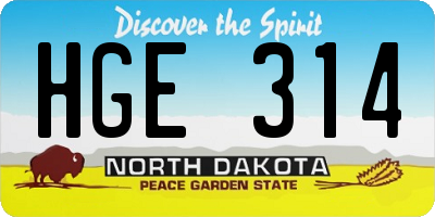 ND license plate HGE314
