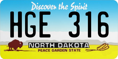 ND license plate HGE316