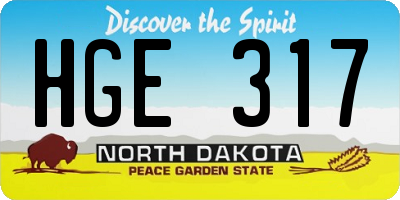 ND license plate HGE317