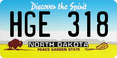 ND license plate HGE318