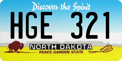 ND license plate HGE321