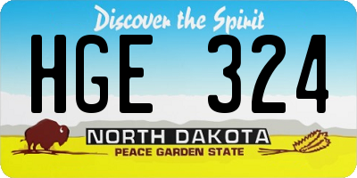 ND license plate HGE324