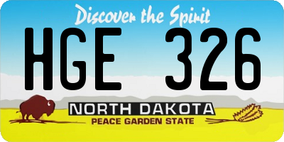 ND license plate HGE326