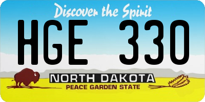 ND license plate HGE330