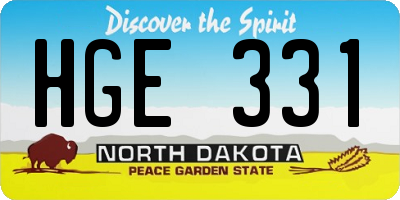 ND license plate HGE331