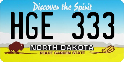ND license plate HGE333
