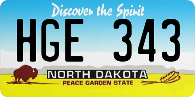 ND license plate HGE343