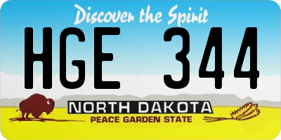 ND license plate HGE344