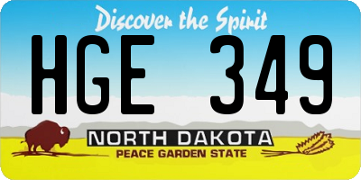 ND license plate HGE349