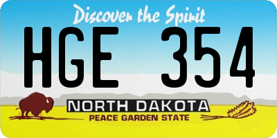 ND license plate HGE354