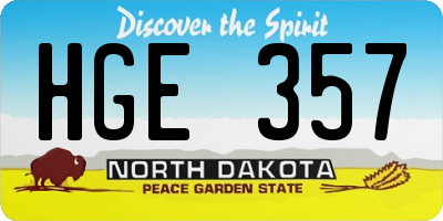 ND license plate HGE357