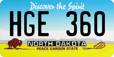 ND license plate HGE360