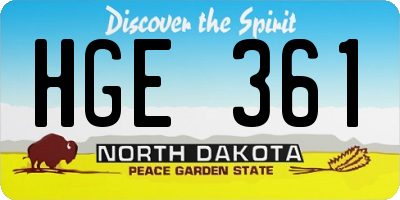 ND license plate HGE361