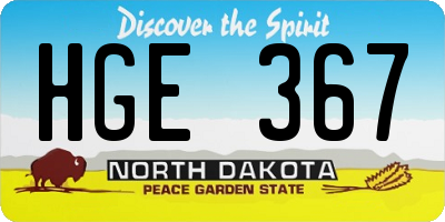 ND license plate HGE367