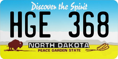 ND license plate HGE368