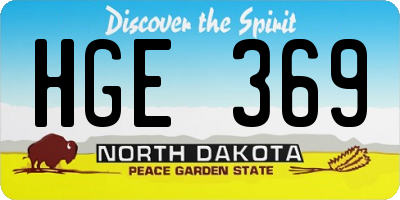 ND license plate HGE369