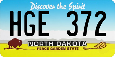ND license plate HGE372