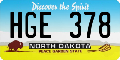 ND license plate HGE378