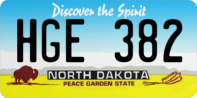 ND license plate HGE382