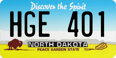 ND license plate HGE401