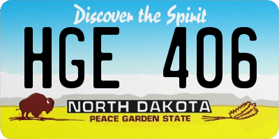 ND license plate HGE406