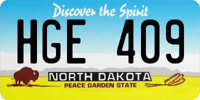 ND license plate HGE409