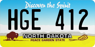 ND license plate HGE412