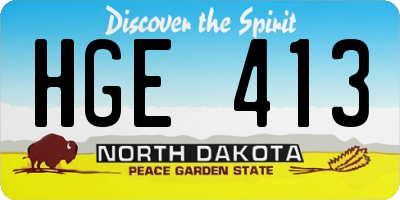 ND license plate HGE413