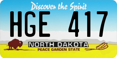 ND license plate HGE417