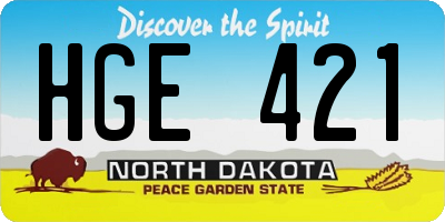 ND license plate HGE421