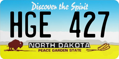 ND license plate HGE427